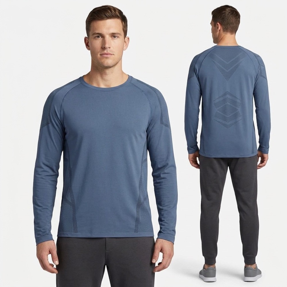 Mack Weldon Stealth Mens XL Blue Long Sleeve Performance Training T-Shirt